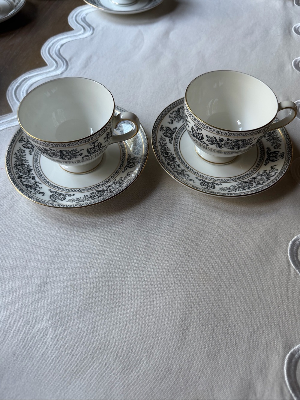 Wedgwood Columbia Black footed cup and saucer